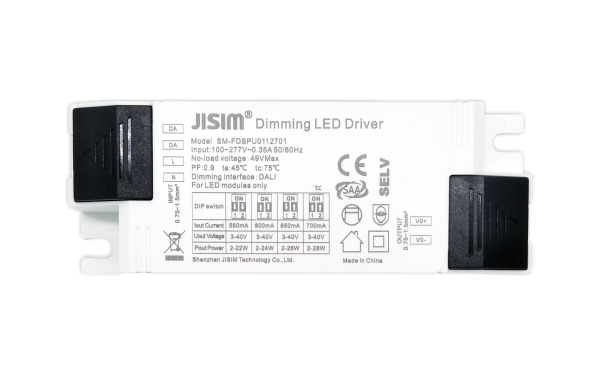 28W  550-700mA  3-40V 100-277V  DALI恒流无频闪调光驱动0.1-100%