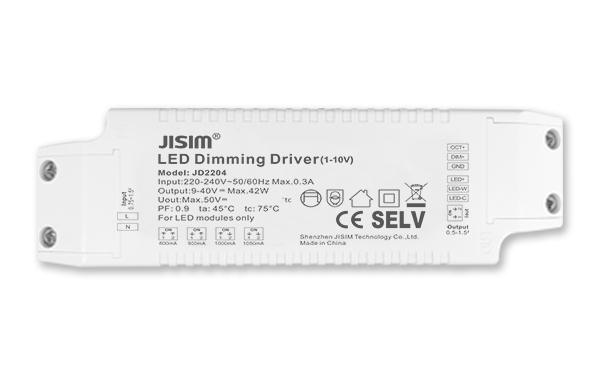 JD2204 9-40V 800-1050mA 40W 1-10V恒流 缓启动 无频闪 调光调色温电源