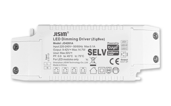 JD4201A 9-42V 200-350mA 15W 涂鸦Zigbee 无频闪 调光调色温电源 JD4201A 9-42V 200-350mA 15W 涂鸦Zigbee 无频闪 调光调色温电源