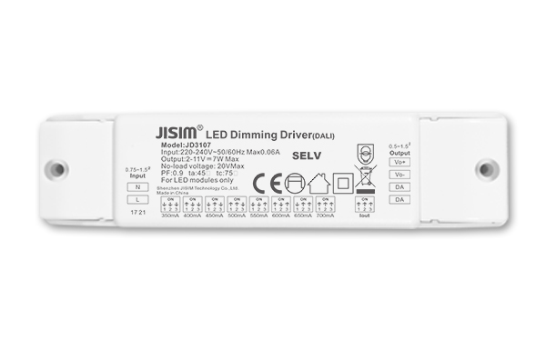 JD3107 2-11V 350-700mA 7W DALI恒流 缓启动 无频闪  调光电源