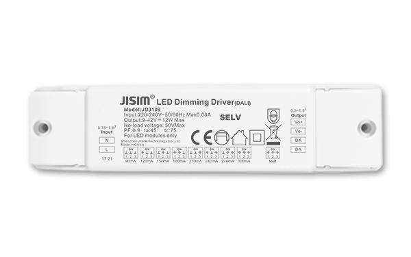 JD3109 9-42V 90-300mA 12W DALI恒流 缓启动 无频闪  调光电源